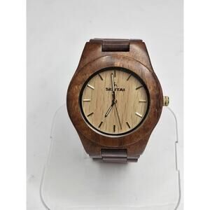 Gorgeous Sentai Hand Made Wooden Acacia Quartz Watches 7" Max Wrist